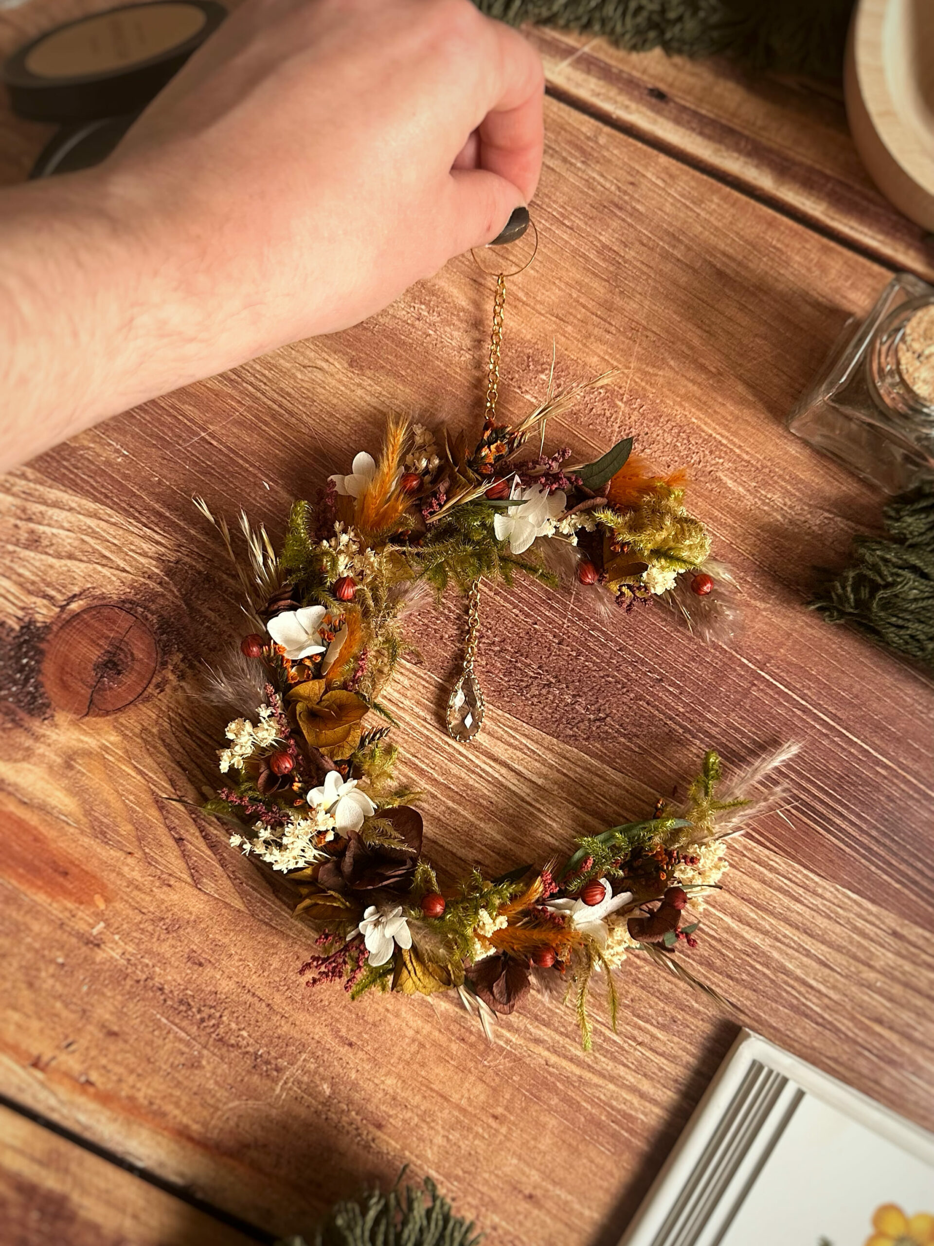Équinoxe d'Automne - Lune en fleurs séchées et stabilisées