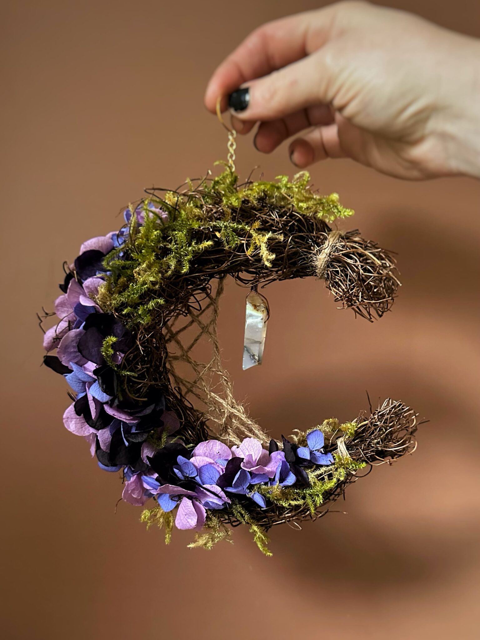 Gardienne - Grande couronne thème WICCA avec Agate naturelle