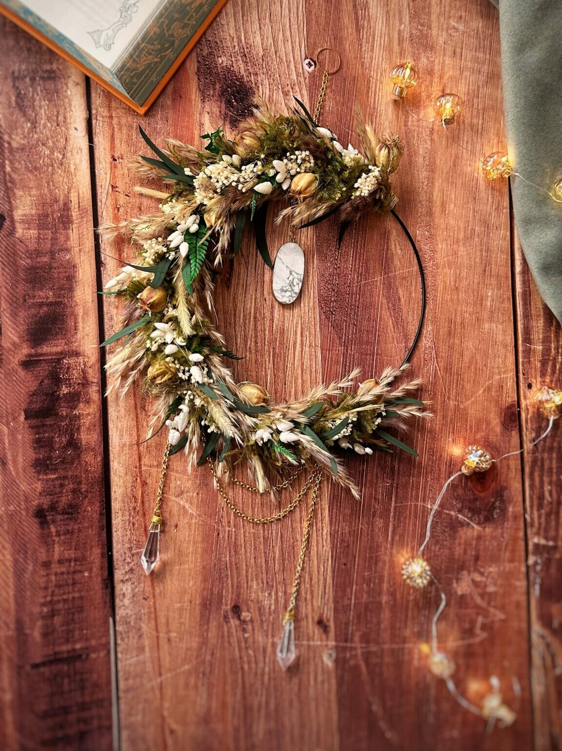 Souffle d'Hiver - Couronne de fleurs séchées et stabilisées - Hiver Féérique
