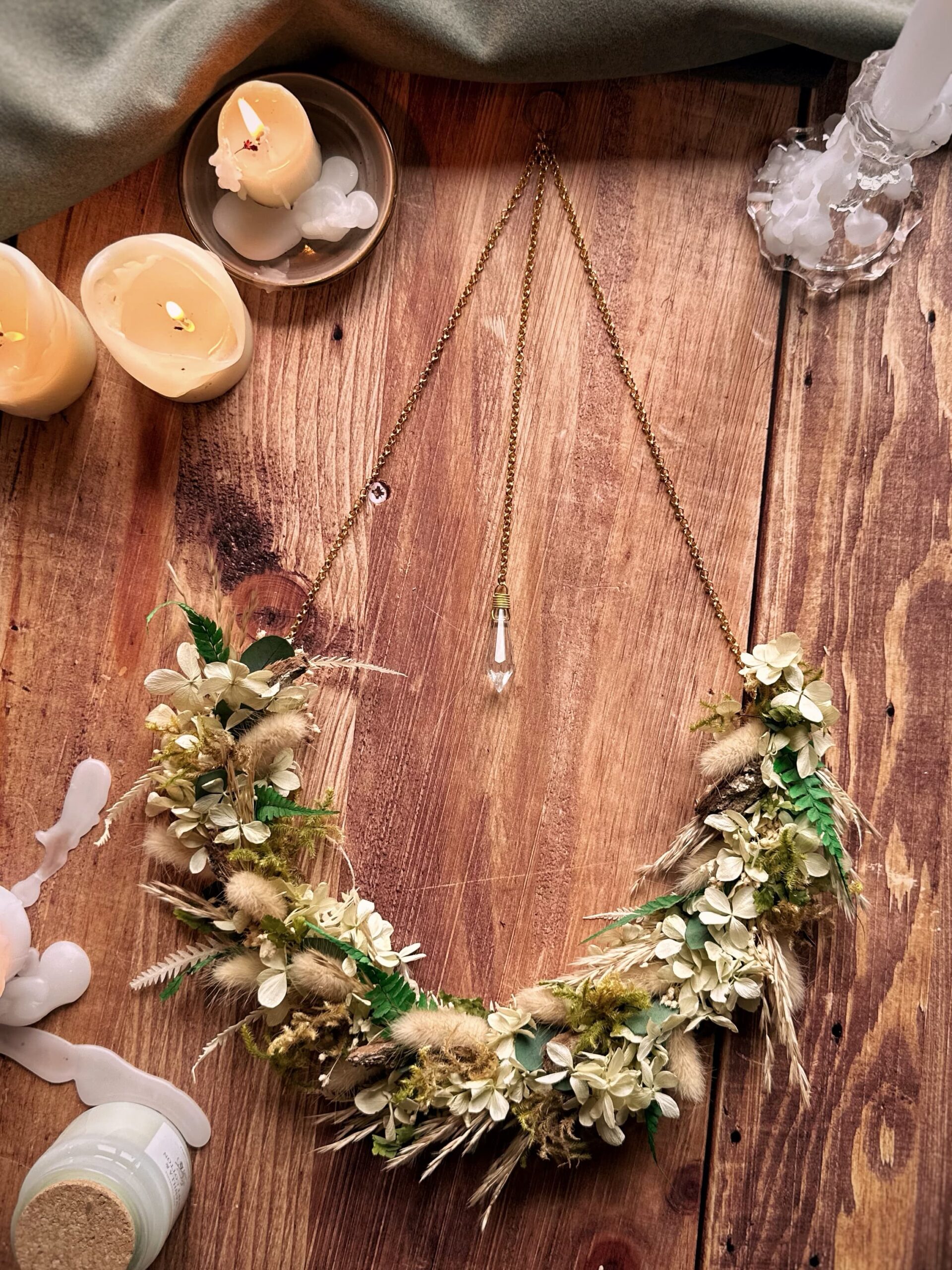 Douceur des bois - Couronne de fleurs séchées & stabilisées