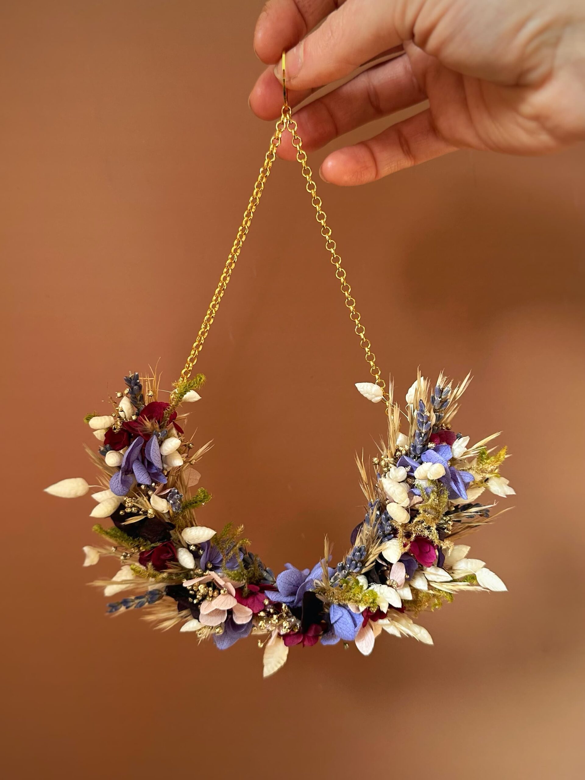 Sérénité - Couronne goutte en fleurs séchées et stabilisées